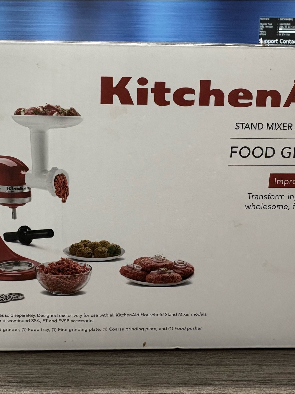 KitchenAid Red Stand Mixer Food Grinder Attachment - Red/White Accents BRAND NEW